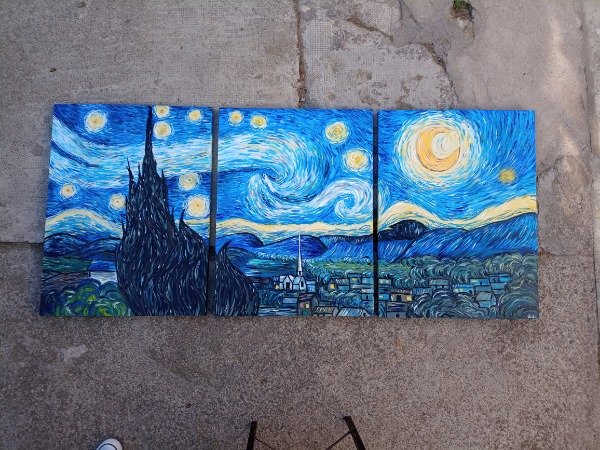 Producto - Noche Estrellada Cuadros Decorativos Acrílico Pintado A Mano