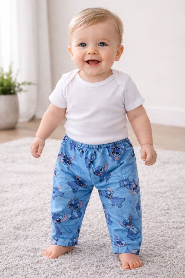 Producto - Pantalón bebé - Stitch turquesa