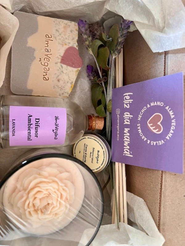 Producto - Box regalo difu (con vela aplique con rosa )