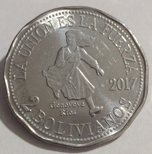 Producto - Bolivia 2 bolivianos 2017 Genoveva Ríos - 0