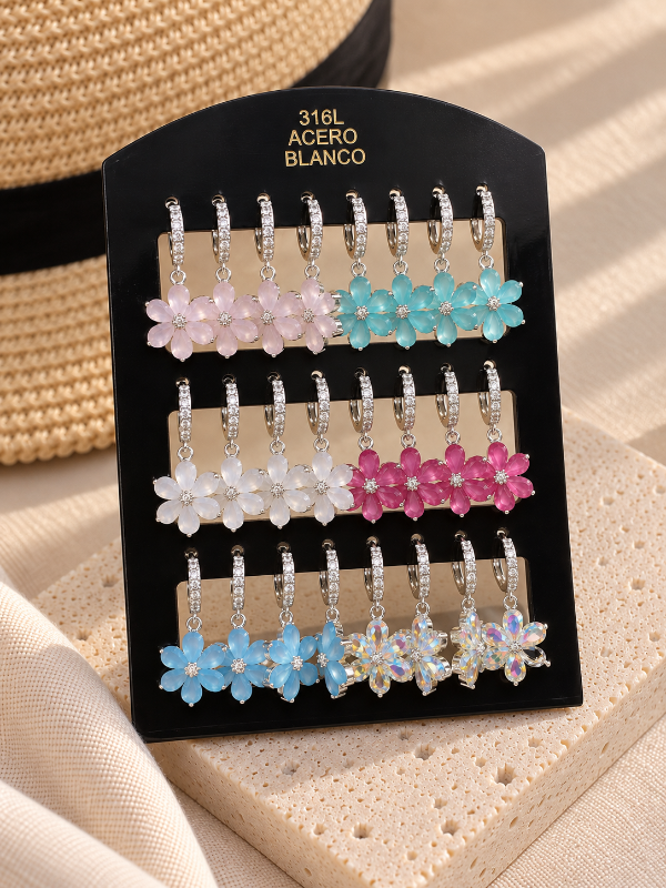 Producto - Argollas Micropavé y Flor Gema A.B