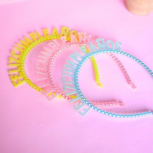 Producto - VINCHA FELIZ CUMPLEAÑOS PERLITAS PASTEL