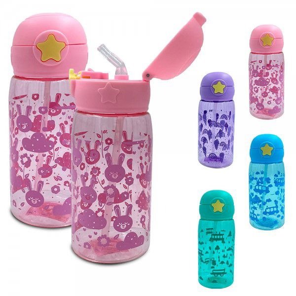 Producto - Botella plástica con tapa y sorbete de silicona 550cc