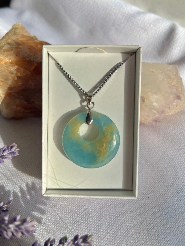 Producto - Dona de onix cielo con cadena de acero