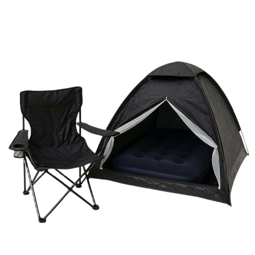 Producto - Combo Completo Carpa Negra p/2 + Colchón 1 pl + 1 Silla + 1 almohada + Inflador