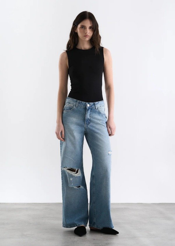 Producto - JEAN WIDE SOPHIE CON ROTURAS CELESTE - 0