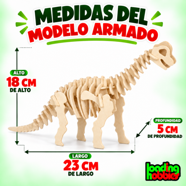 Producto - Dinosaurio Brachiosaurus Braquiosaurio Armar Encastre Madera - 3