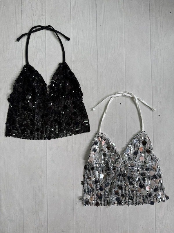 Producto - [5607] Top p/atar cuello y espalda lentejuelas ''Isabella''