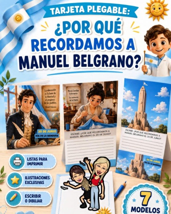 Producto - TARJETA. POR QUÉ RECORDAMOS A MANUEL BELGRANO. INICIAL Y PRIMARIA