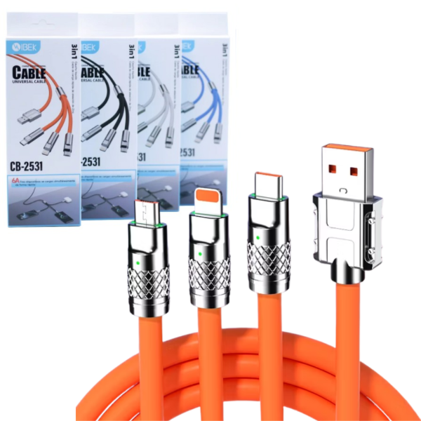 Producto - CABLE USB 3 EN 1 PUNTAS REFORZADA IBEK CB-2531