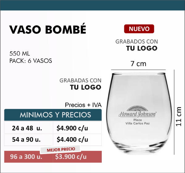 Producto - Vaso Bombe 550 ml. Pack x 6. Desde