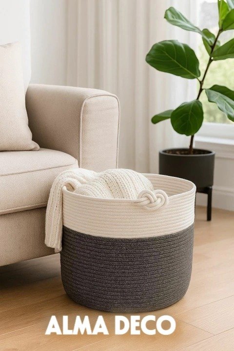 Producto - CANASTO BICOLOR CON SOGA