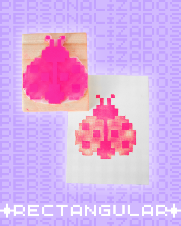 Producto - Sello personalizado en fotopolímero  - base madera rectangular