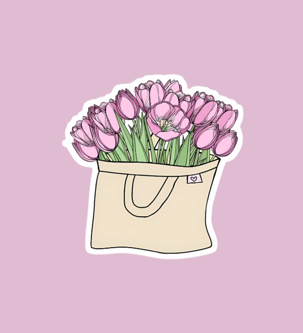 Producto - Sticker individual aesthetic tulipanes rosa