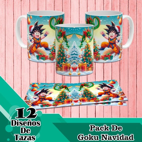 Producto - Diseños Digitales / Plantillas Para Tazas De Goku Navidad