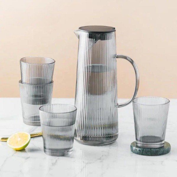 Producto - Set jarra con 6 vasos de vidrio