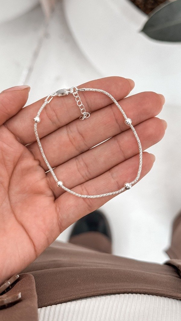 Producto - Pulsera canasta fina con bolitas medianas