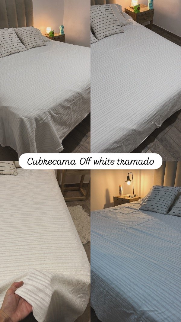 Producto - Cubrecama Off white Tramado -2 plazas 1/2 Queen