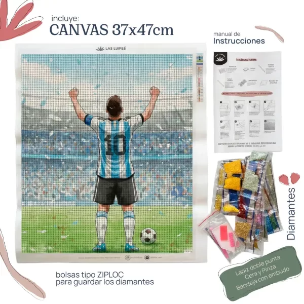 Producto - Diamond Painting - ARGENTINIDAD - Canvas 37x47cm + materiales
