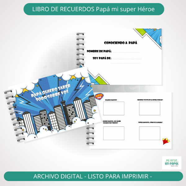 Producto - Libro de recuerdos Papá mi superhéroe