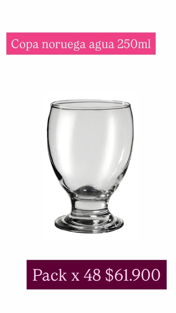 Producto - Copa Rigolleau Noruega Agua 250 Ml Set X48 Unidades Vidrio