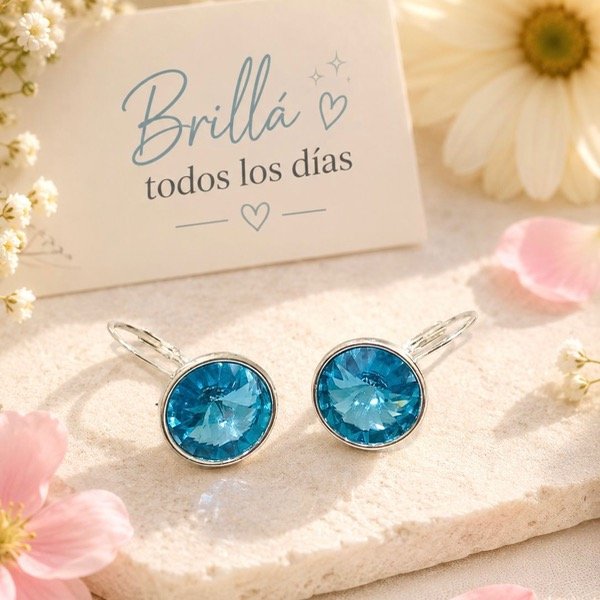 Producto - Aros Brisura cristal turquesa Plata 925