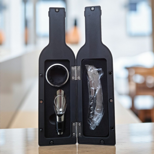 Producto - KIT VINO EN PACKAGING DE BOTELLA 3 PIEZAS IDEAL REGALO