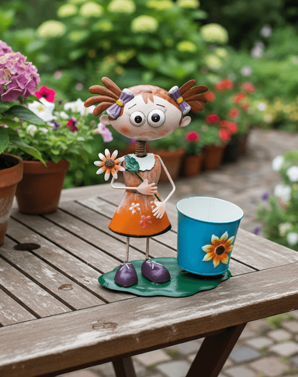 Producto - Porta Maceta De Chapa Figura De Nena Altura 30 Cm