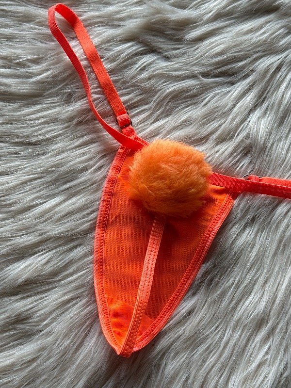 Producto - LESS HILO DENTAL Y POMPÓN NARANJA NEÓN