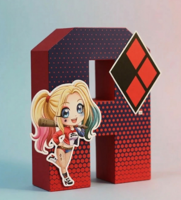 Producto - Kit Imprimible Letras 3d Editables Harley Quinn Arlequina