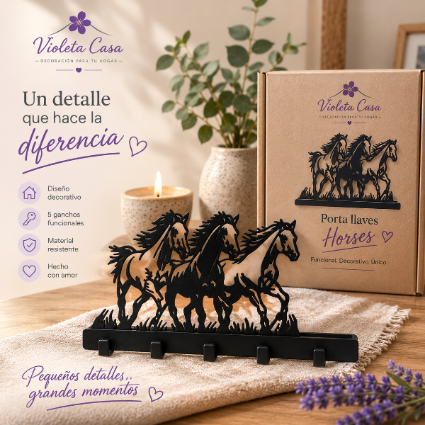 Producto - Portallaves Horses  5 ganchos - 2