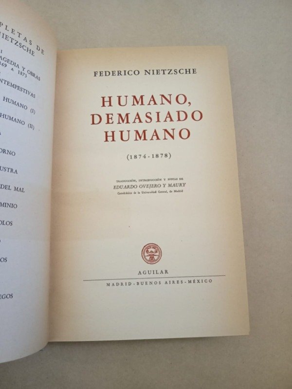 Producto - Obras completas IV - Federico Nietzsche - Aguilar 1954 - Tapa dura - 2