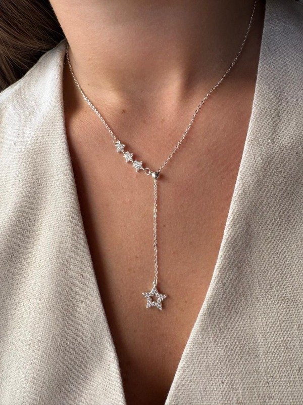 Producto - Collar Corbatero estrellas - Acero blanco