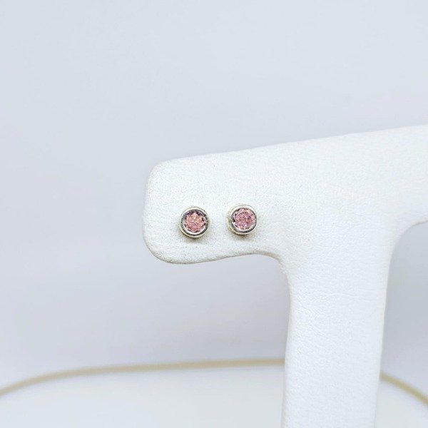 Producto - Aros con piedra Rosa 5.5 mm, de plata (cod1274)