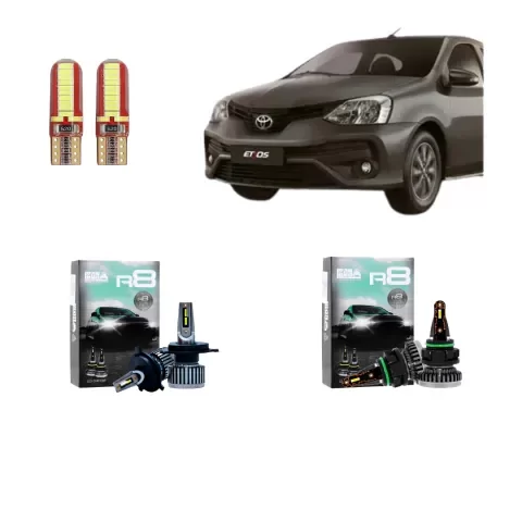 Producto - Kit Cree Led R8 Luz Baja Alta Y Antiniebla Toyota Etios