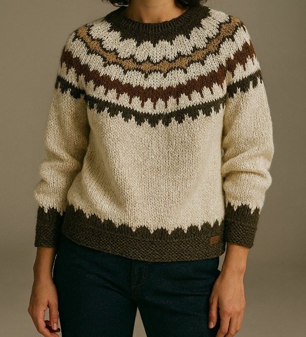 Producto - Sweater base crudo con chocolate y camel