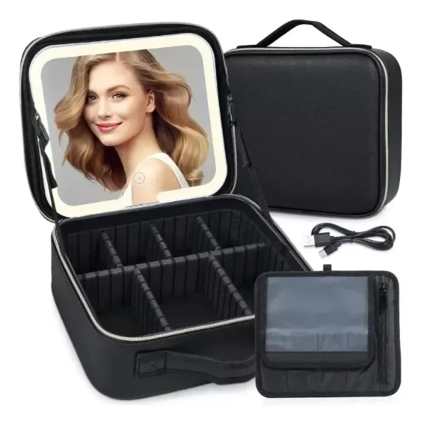 Producto - Maletin Maquillaje Organizador Espejo Led Recargable