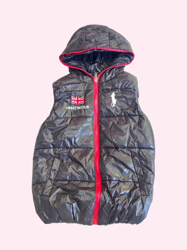 Producto - Chaleco ultraliviano negro con rojo Polo 8/10 años