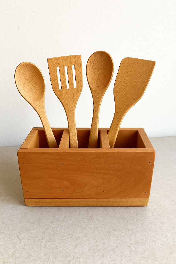 Producto - Porta itensilios organizador madera paraiso