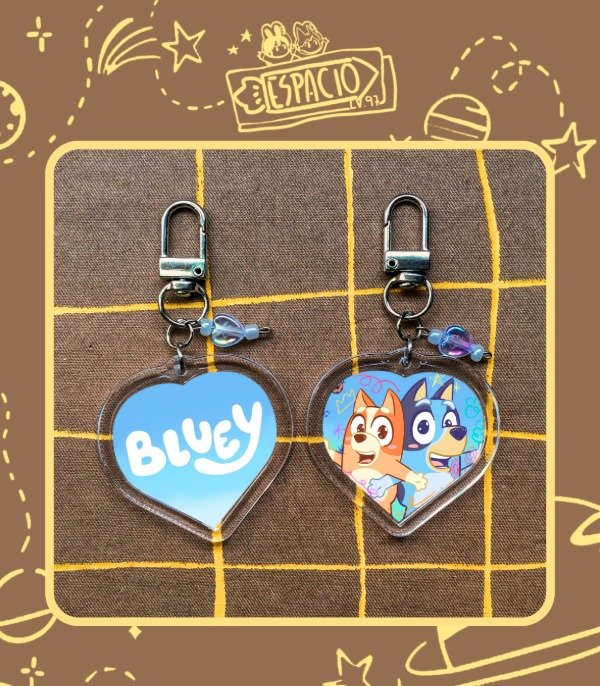 Producto - Llavero Corazón Bluey y Bingo