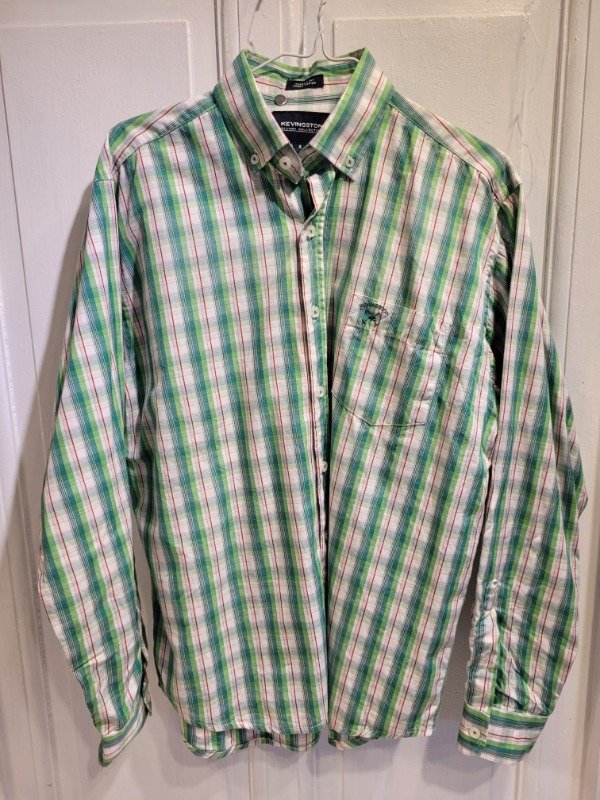 Producto - Camisa KEVINGSTON cuadrillé verde blanco y rojo Talle S - PRECIO: 44X