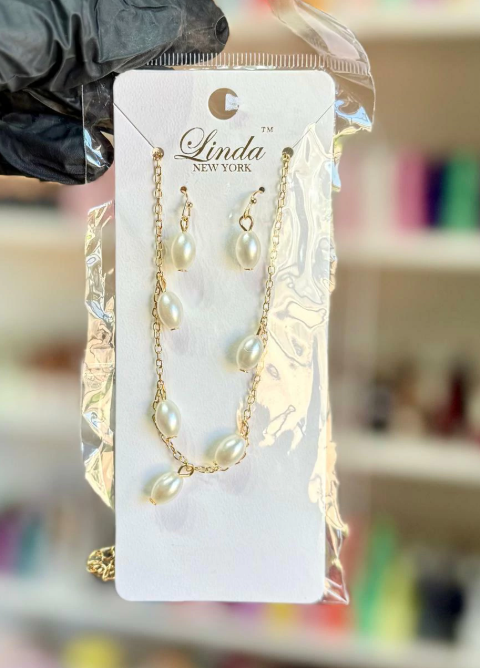 Producto - Conjunto de cadenita + par de aros perladas