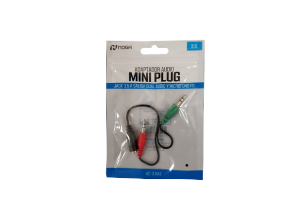Producto - Adaptador audio 1 plug 3.5mm a 2 jack 3.5mm H/M -black -Noganet (AC-3.5A2)