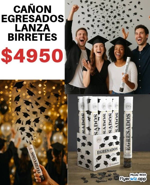 Producto - Cañón egresados lanza papel birrete