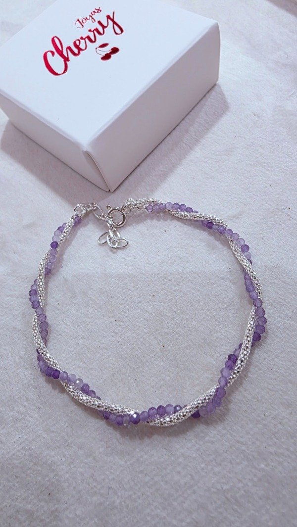 Producto - Pulsera doble cristal lila PL - 1