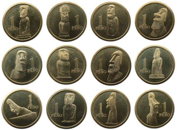 Producto - Isla de Pascua (Chile) 12 monedas 1 peso 2021 Rapanui. Bronce