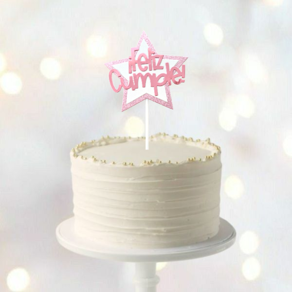 Producto - Cake Topper Shine Feliz Cumple Rosa
