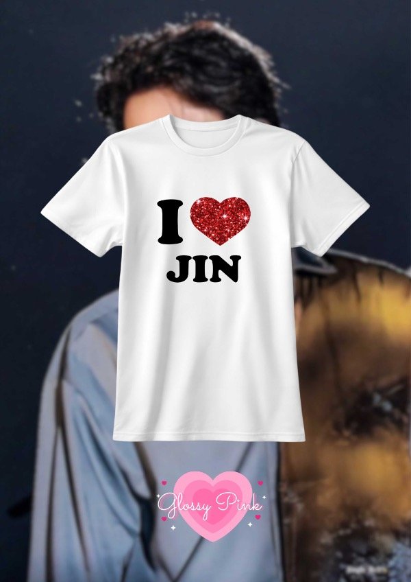 Producto - Remera I Love Jin - VINILO TEXTIL GLITTER