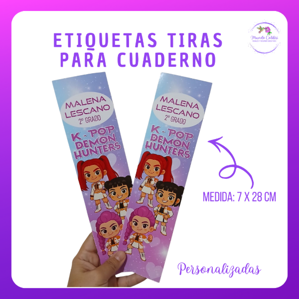Producto - Etiquetas tiras personalizadas para cuadernos (x2 unidades)