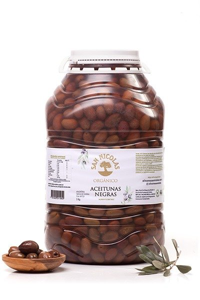Producto - Aceitunas NEGRAS GRANDES Kosher Sin Gluten Orgánicas San Nicolás 5Kg